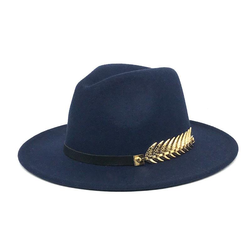 Fedora Men'S Fedora Neutral Wide Brim Jazz Hat Feather Belt Autumn And Winter British Vintage Panama Hat