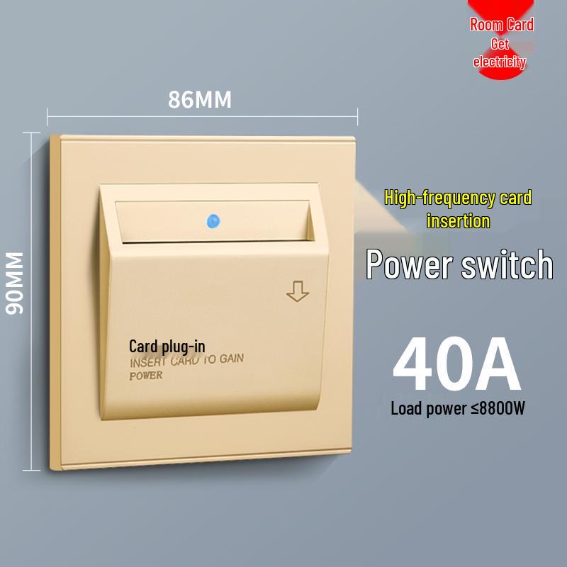 Universal 40A Card Power Switch for Hotels and Guesthouses