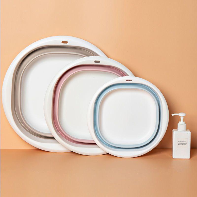 Silicone Foldable Wash Basin with Hook Travel Portable Basin Collapsible Bucket for Home Bathroom Washbowl Hanging Bath Basins