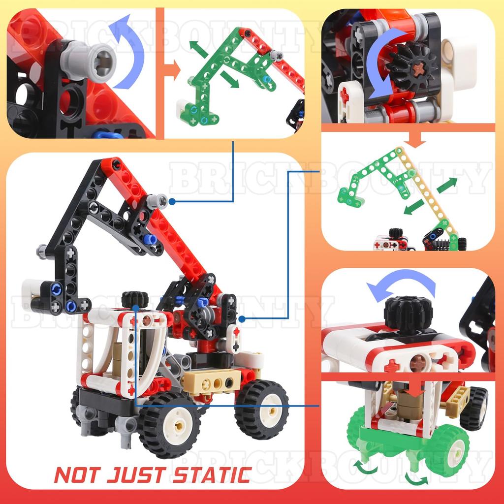 BrickBounty 22 In 1 Racing Car and Motorcycle Toy Set (289 Pieces), Bricks Transform from Car To Scooter, Robot, Helicopter, Swing, MOC Building