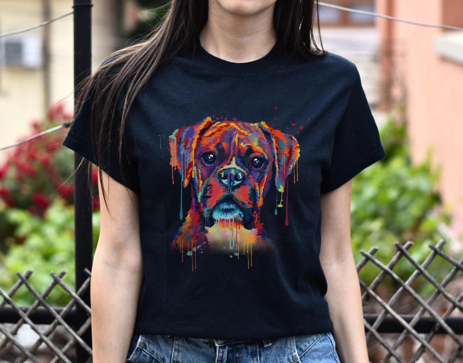Watercolor painting Boxer dog Unisex shirt S-2XL black navy dark heather S