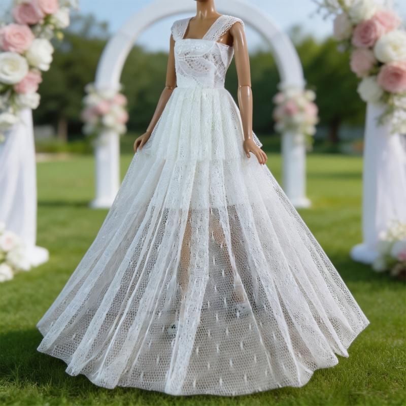 Formal Doll Clothing Accessory for Around 30 Cm Dolls, Tulle Gown Outfit for Shelf Display, Styling, and Photo Use