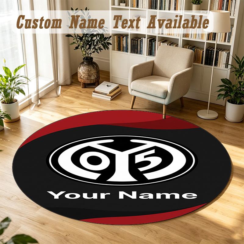Round Rug Custom NameMainz 05 Pattern Non Slip Carpet Home Floor Decor