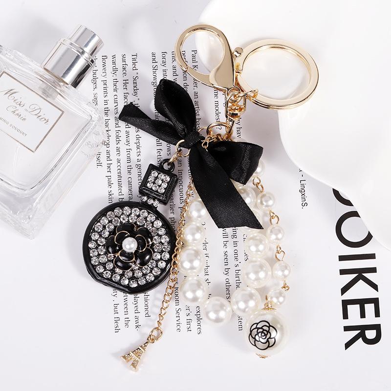 Luxe Sieraden Parel Camellia Parel Hanger Tas Decoratie Parelketting Camellia Sleutelhangers Voor Vrouw Tas Bedeltje gray