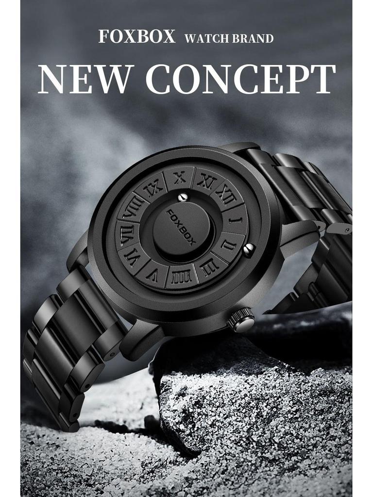 FOXBOX/Lige Magnetic Levitation Men's Watch - Black Tech Creative Concept.