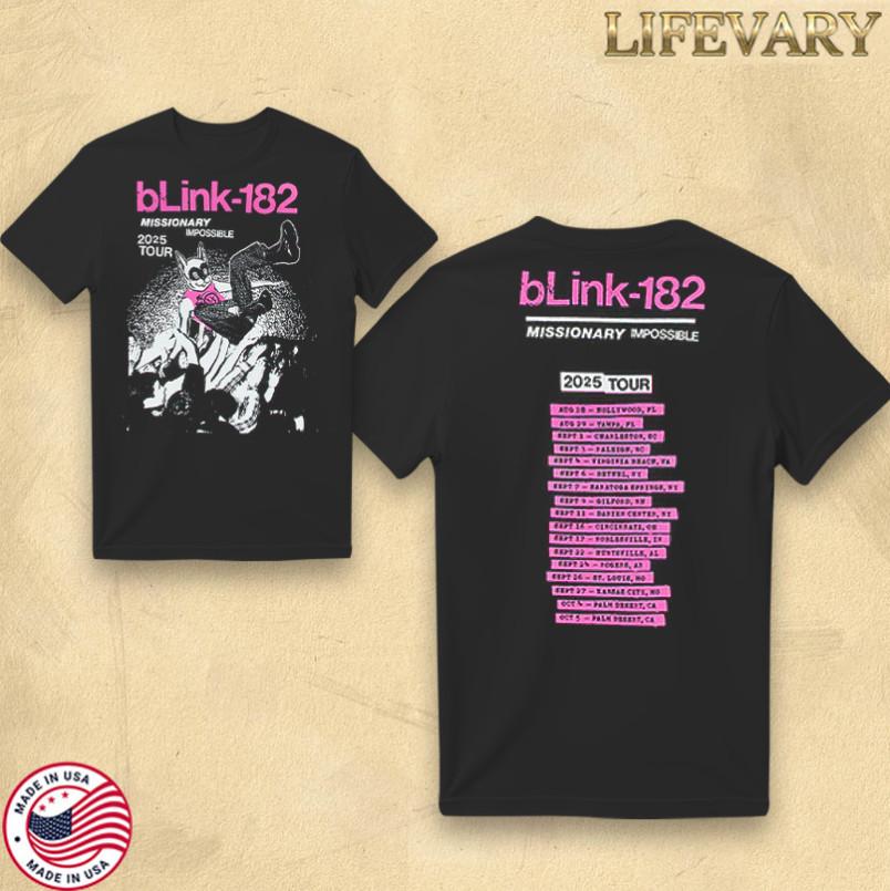Blink182 Missionary Impossible 2025 World Tour Official Limited Edition Tee Unisex T-Shirt XXXL