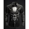 Mens Long Sleeve Button Up Hallloween Shirt Flower Skull 3d Print Hawaiian Shirt Men Women Fashion New Design Blouse Fit Camisas
