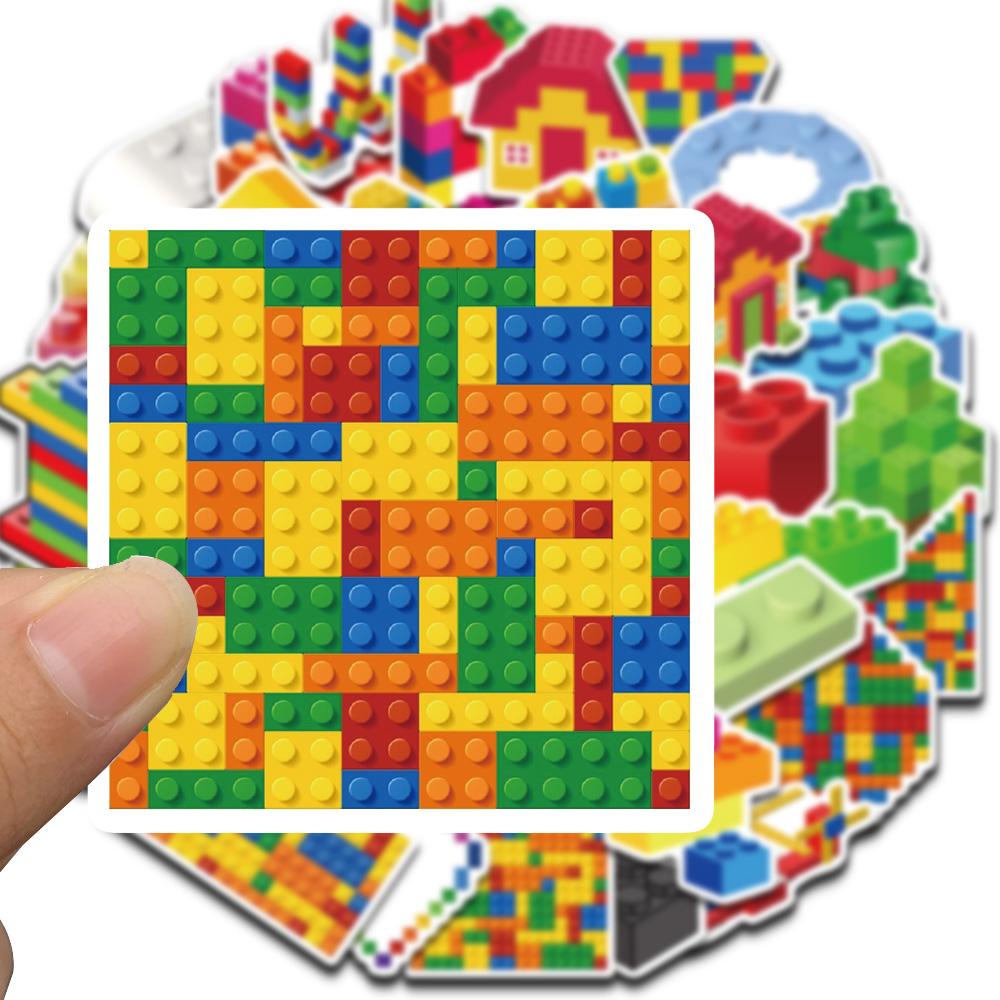 50/100PCS Colorful Building Blocks Sticker Watercolor Graffiti DIY Skateboard Cartoon Laptop Cute Decoration Cool Sticker Phone