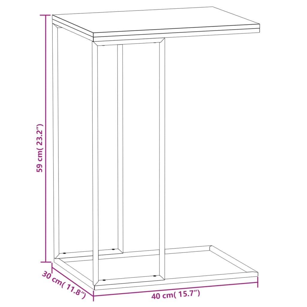 Side Table, Black, 40x30x59 Cm, Wood-based Material