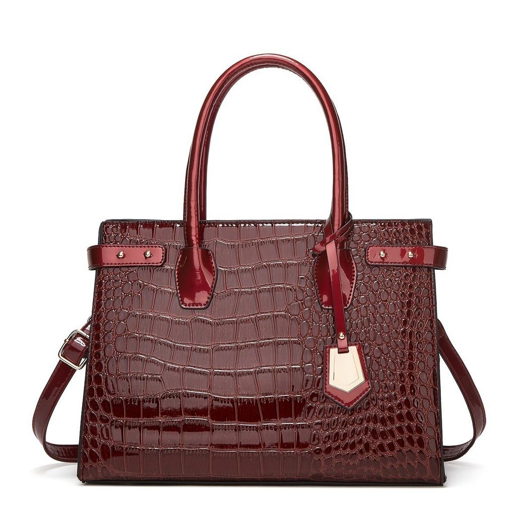 European and American Retro Style New Crocodile Pattern Fashion Women's Bag Trendy Ladies Single Shoulder Crossbody Tote Bag Three-Piece Set