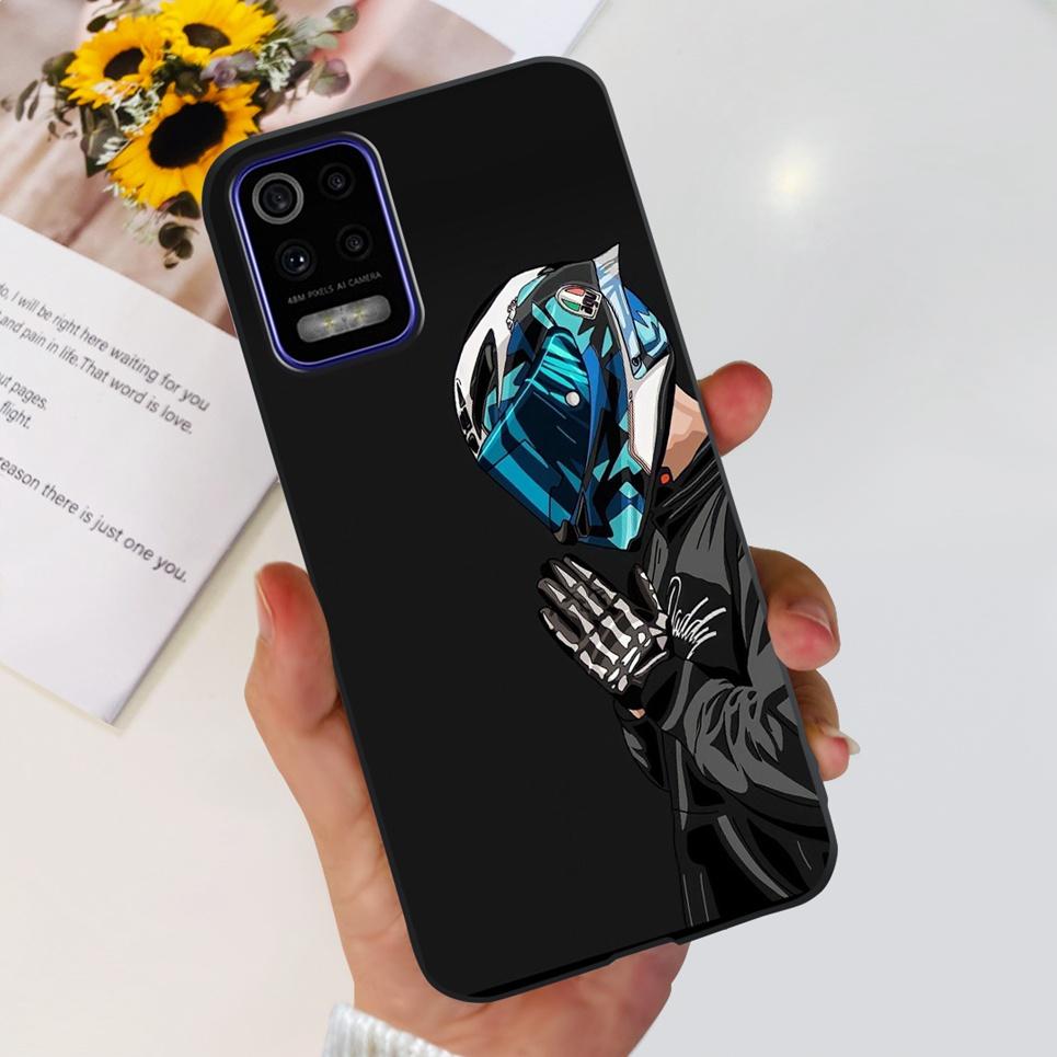 Para LG K52 2020 / LG Q52 2020 Funda Trasera Calavera Dragón Estilo Genial Dibujos Animados Carcasas Parachoques Bumper de Silicona Suave Negro Para LG K22 2020