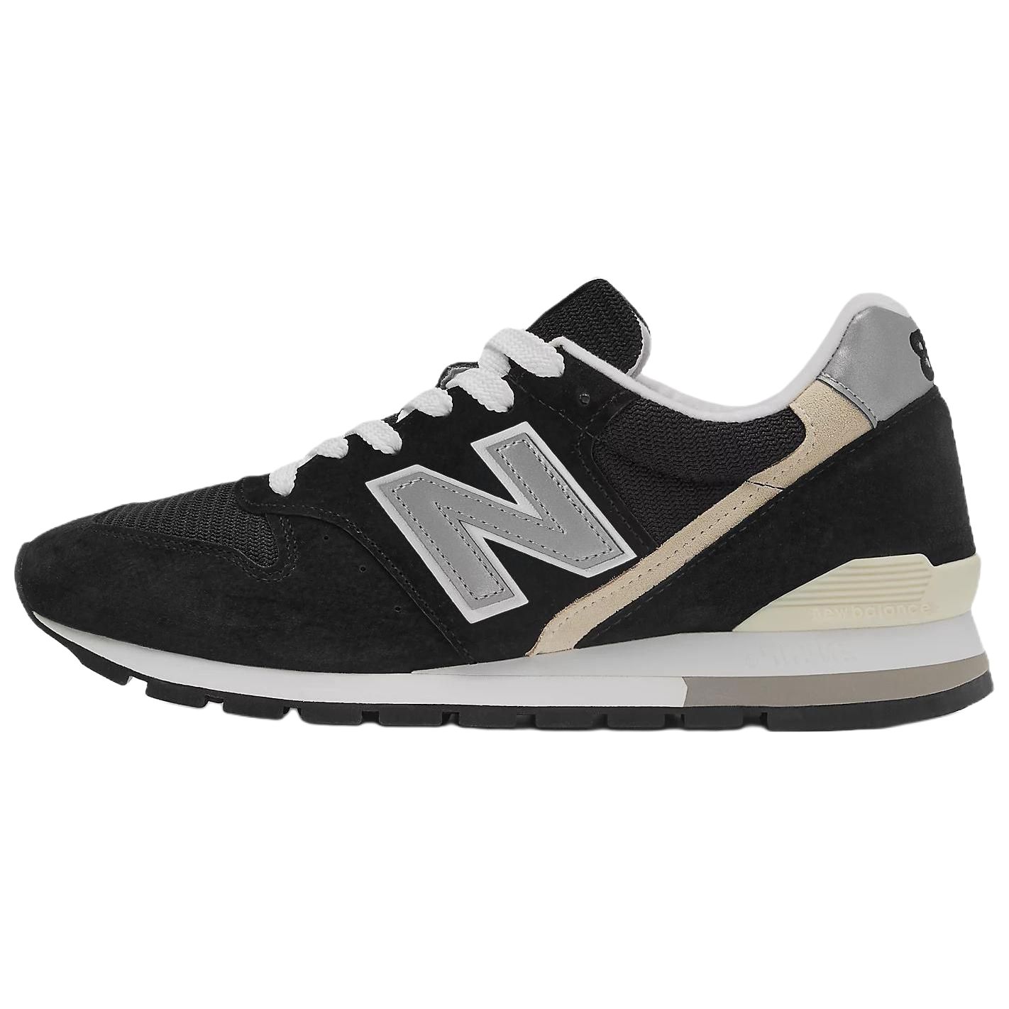 New Balance NB 996 Удобные Устойчивые к истиранию Низкие Повседневные Беговые Кроссовки Унисекс Черный Серебристый U996BL 38.5