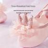 Girls' Ballet Dance Shoes, 3D Mesh Crown Cat Paw, Satin Spring/Summer Practice Footwear