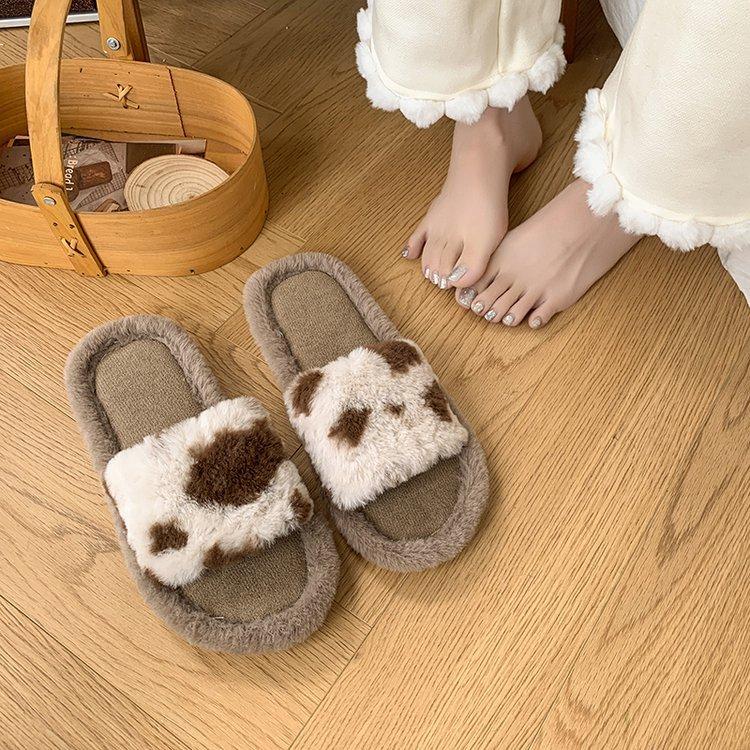 

Модные женские шлепанцы на одно слово 2025 Осень Зима Новые Милые Легкие Нескользящие Плюшевые Туфли Удобные Модные Шлепанцы Плоская Подошва 42-43 хаки