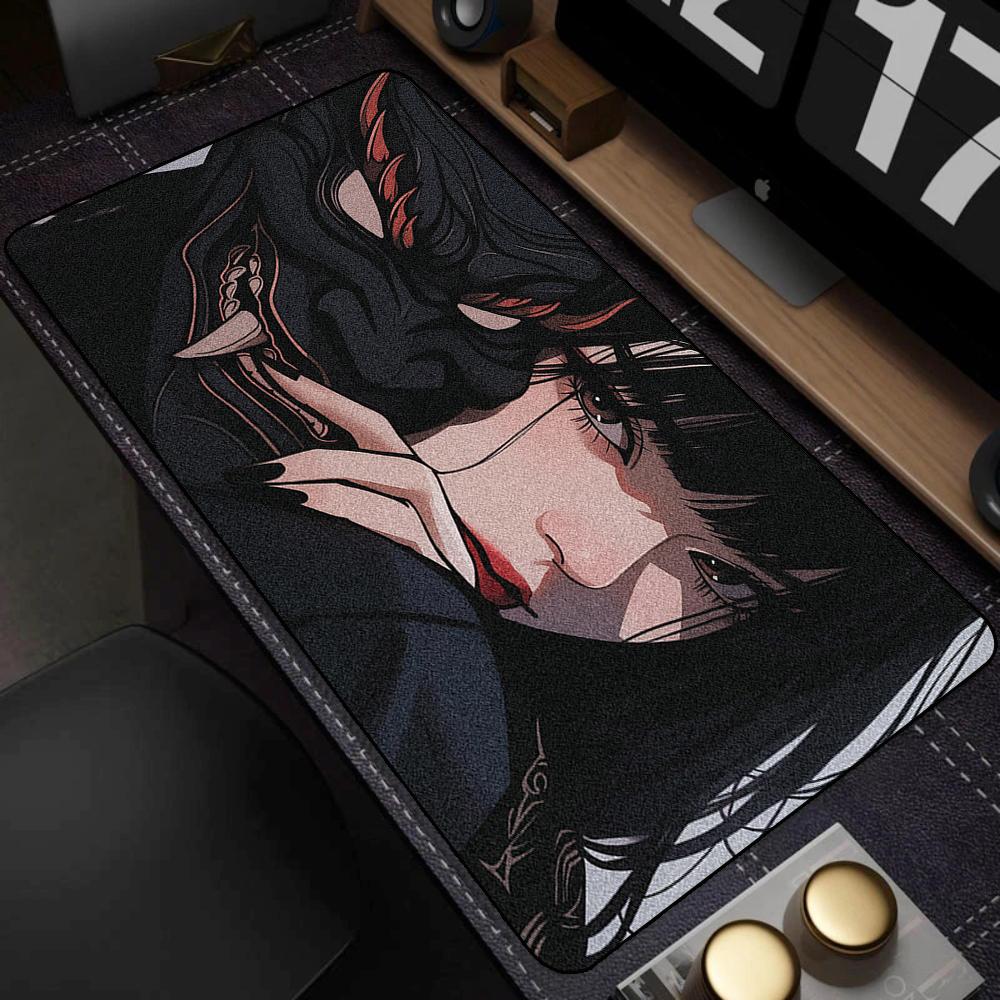 90x40cm Gaming Samurai Oni Mouse Pad Japan Mask Girl Deskmat Large Gamer Professional Premium Mousepad Speed Control Accessories
