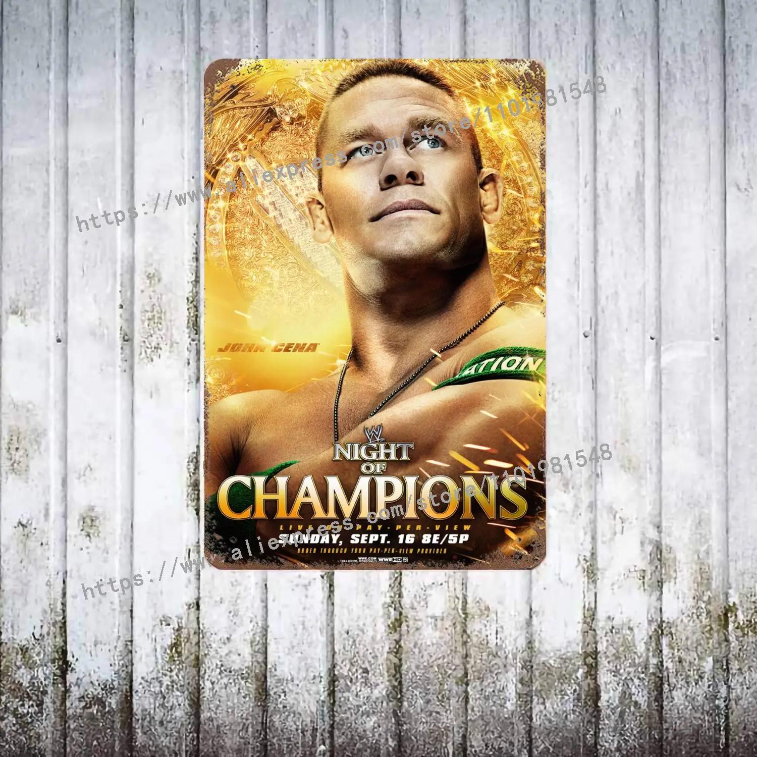 

John Cena Wrestler Bodybuilder Rapper WWE Poster Vintage Tin Metal Sign Decorative Plaque for Bar Man Cave Club Wall Decoration 20x30cm（7.8x11.8inch）