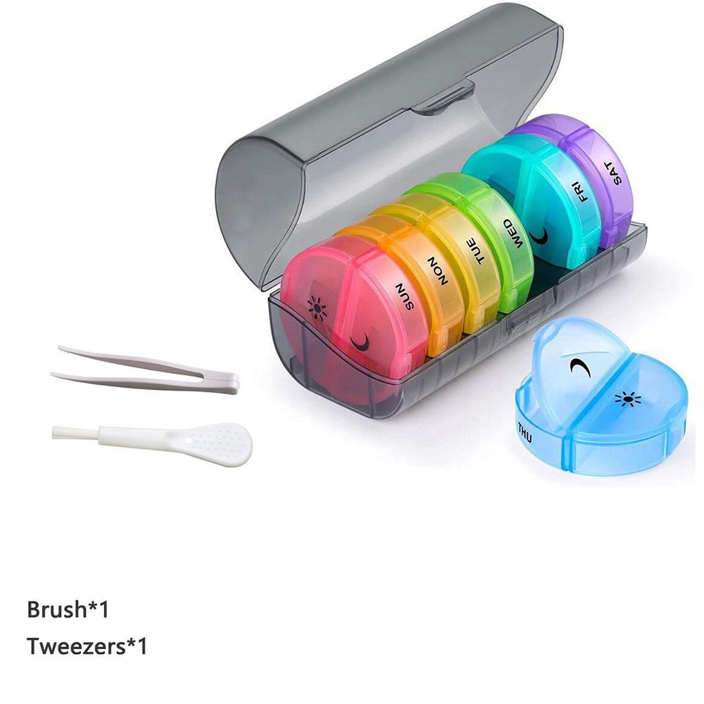 Wöchentliche 7-Tage-Pillenbox Medikamentenbox Halter Organizer Wöchentliche 14 Fächer Pillenaufbewahrungsbox für Medikamente Nahrungsergänzungsmittel Vitamine