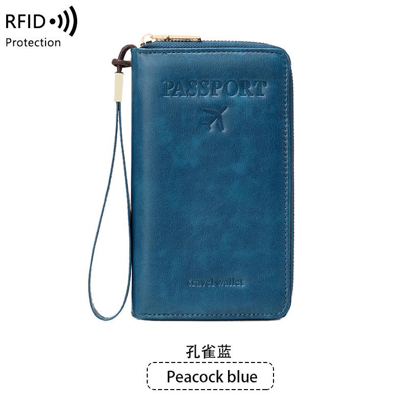 

Новая сумка для паспорта, длинный кошелек на молнии, держатель для билетов и паспорта, многофункциональная дорожная сумка для хранения документов павлин голубой