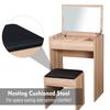Dressing Table with Mirror and Stool, Vanity Makeup Table with Flip Up Mirror, Vanity Desk with Storage Unit and Padded Seat, Wood