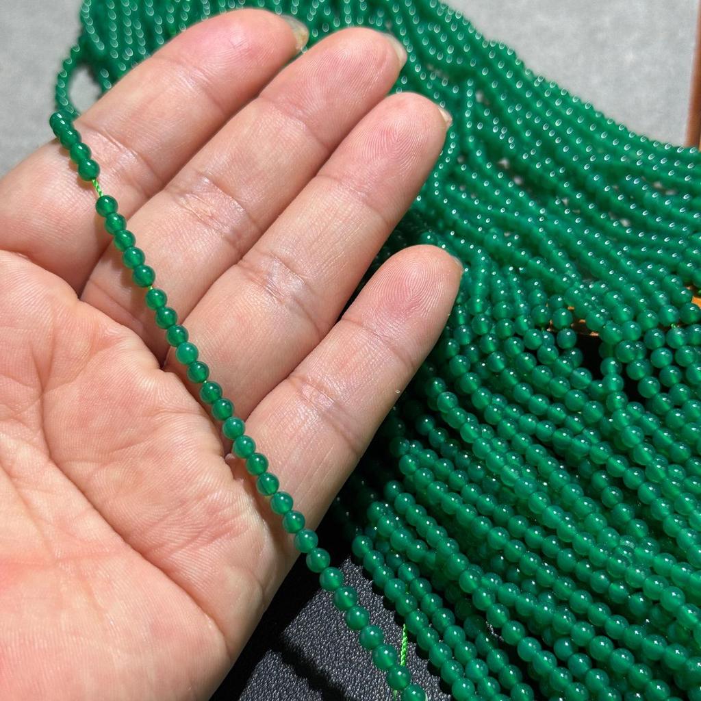 Perle Rotonde in Agata Verde Naturale da 3 mm di Alta Qualità per Collane/Braccialetti Fai-da-Te