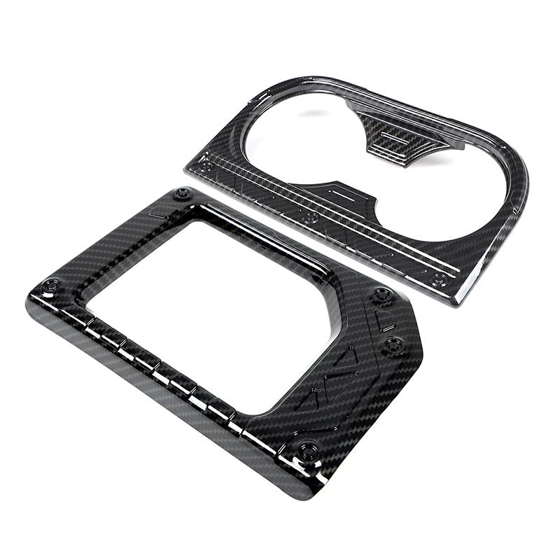 ABS Carbon Fiber For Toyota Tundra 2014-2025 Car Center Control Shift Panel Water Cup Decorative Frame Stickers Car Accessories