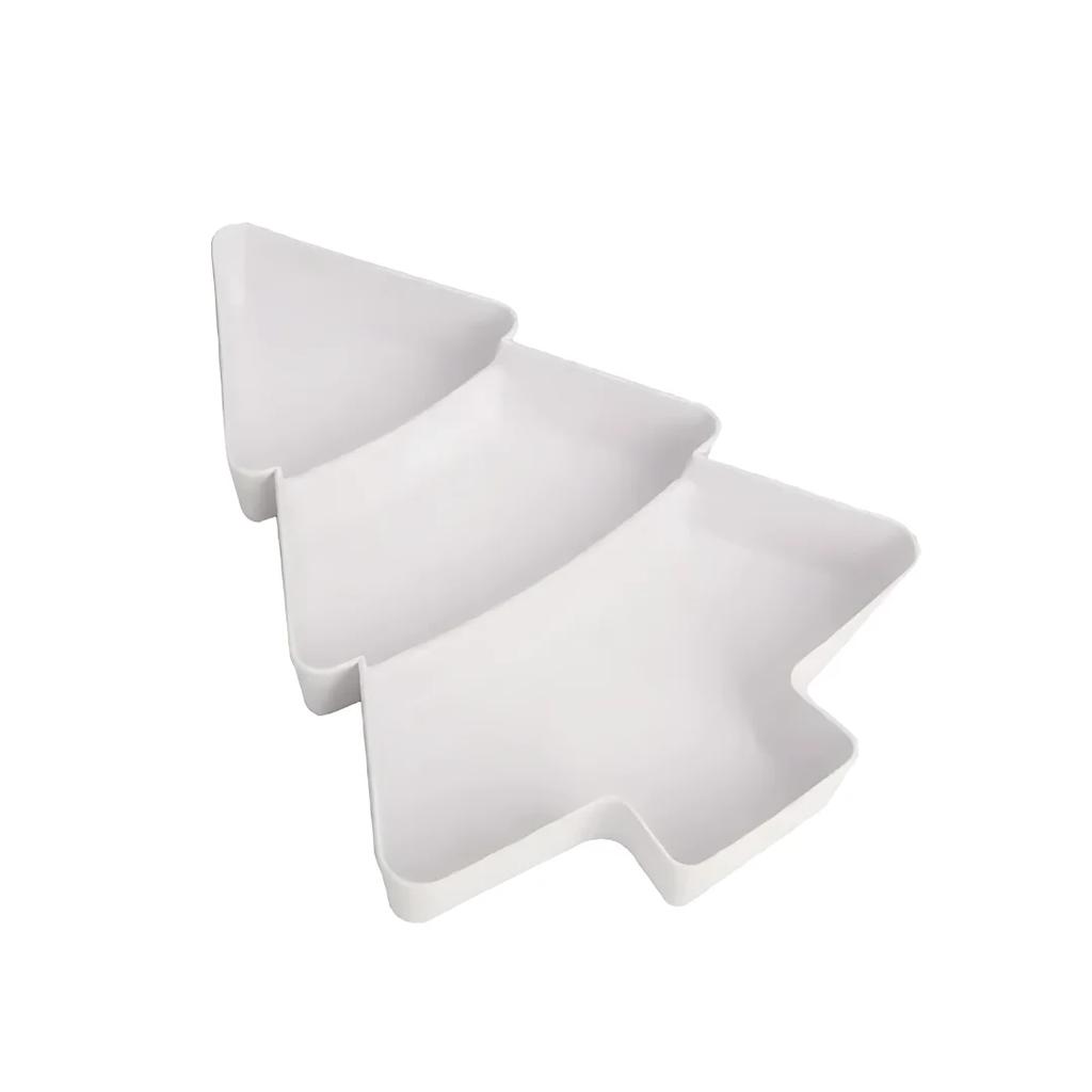 Christmas Tree Plates Plastic Christmas Trays Snack Service Trays 3-bedroom Multifunctional Food Trays Christmas Party Supplies