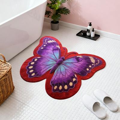 Schmetterling Fußmatte Saugfähige Badematte Rutschfeste Dekorative Schmetterlingsmatte für Dusche Schlafzimmer Wohnzimmer