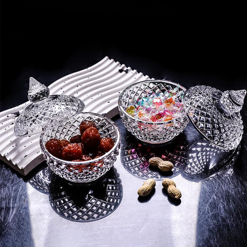 European Crystal Candy & Jewelry Glass Storage Box with Lid