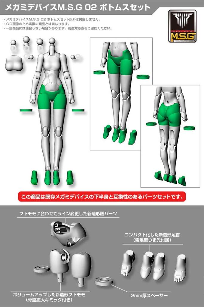 Kotobukiya Megami Device 02 Bottoms Set Black Total Length 20mm Scale Plastic Model KP597 M.S.G Approx. 1/1