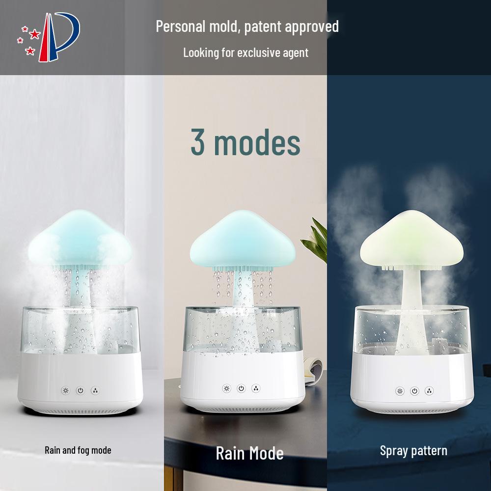 CH08 Seven-Color Rain Cloud Aroma Diffuser & Humidifier with Mushroom Lamp