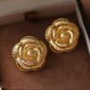 925 Silver Camellia Earrings: French Retro Style, Light Luxury Fashion, High-End Niche Design