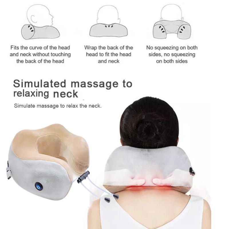 Portable U-shaped Neck Massager Electric Neck and Shoulder Vibration Massage Single Button Operation Suitable for Travel Work