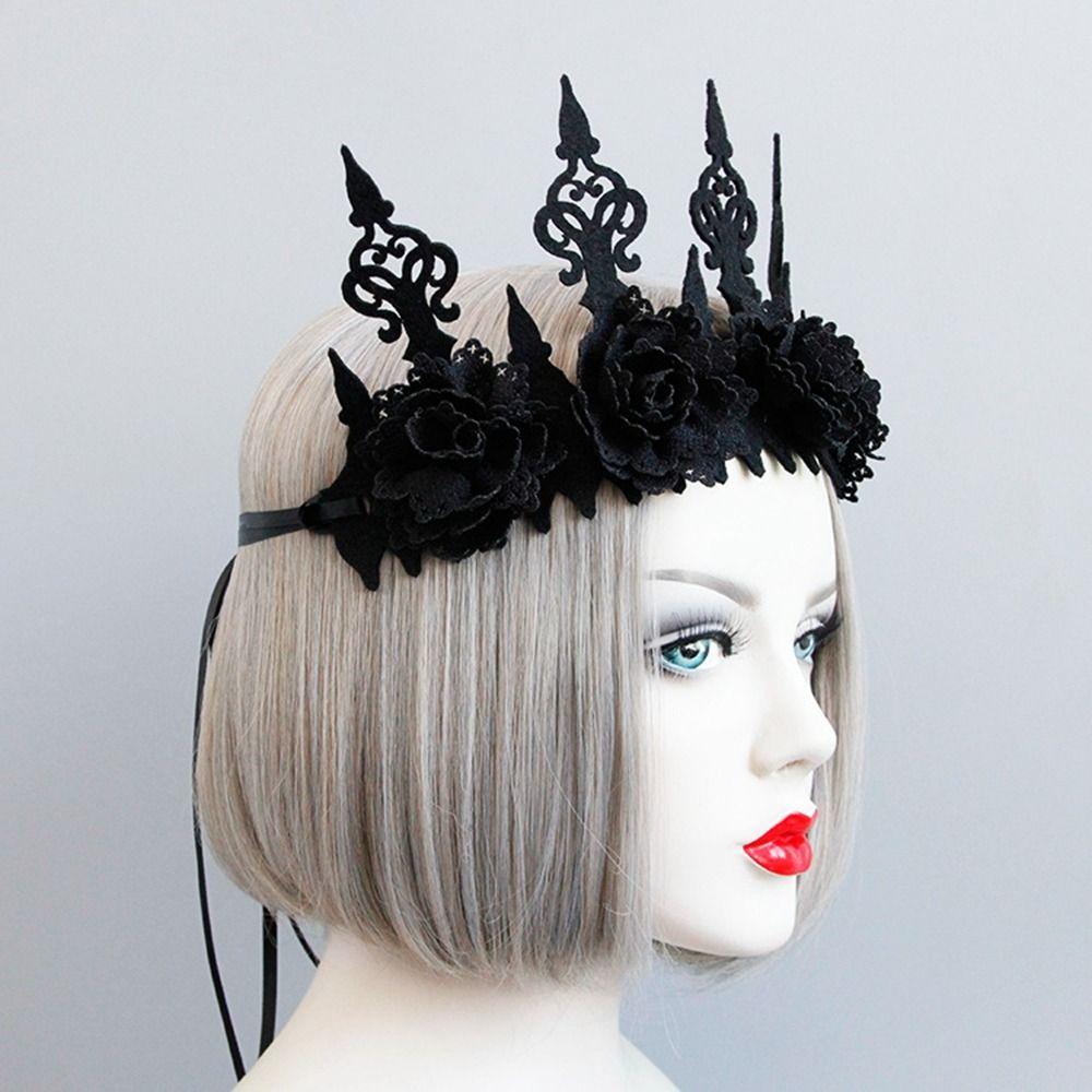 Cosplay Headband Halloween Headband Headpiece Gothic Black Crown Novelty Halloween Mask  Men