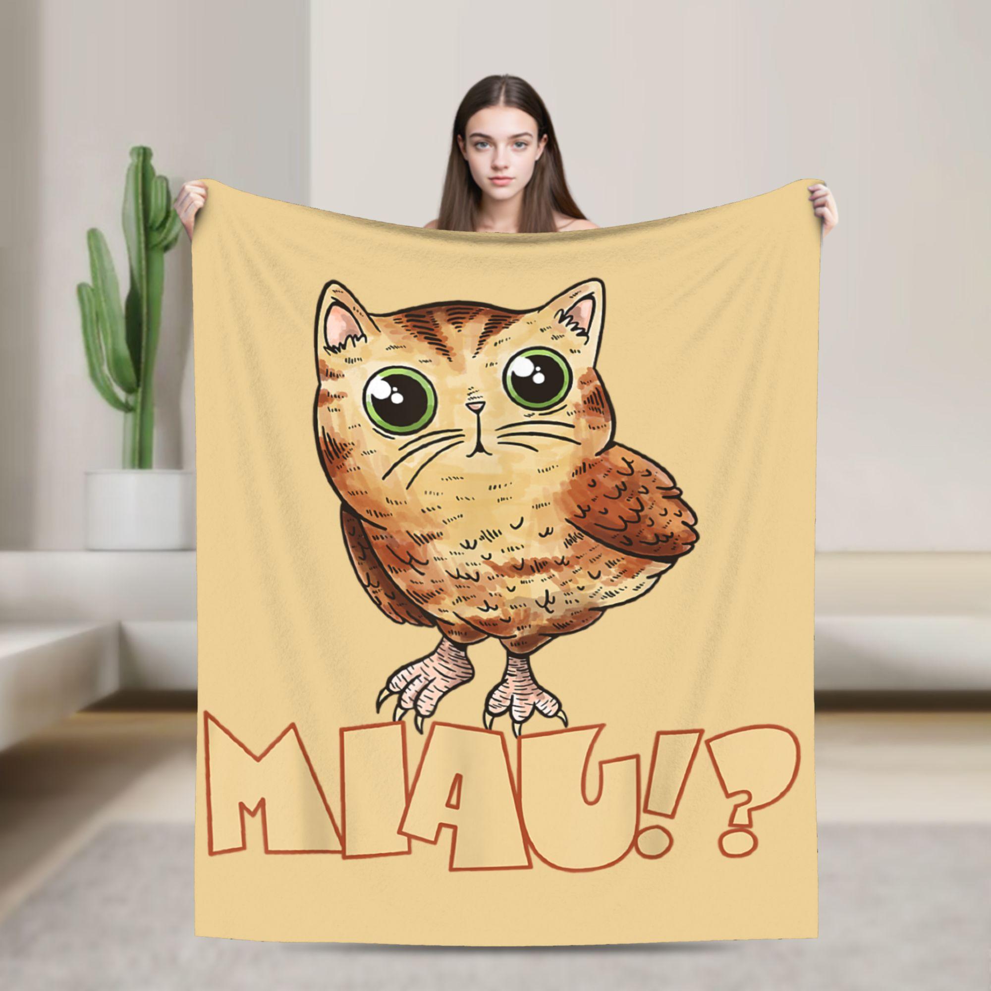 

Meowl Cat Owl Trendy Meme Funny Blanket Cover Brainrot Flannel Throw Blanket Airplane Travel Decoration Bedspreads Breathable 75x90cm