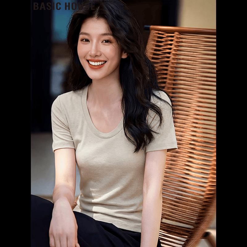 Basic House Women s Tencel Blend Short Sleeve T-Shirt L