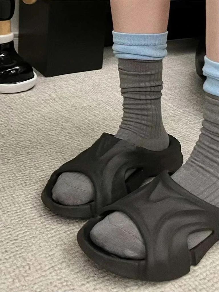 Autumn and Winter Socks Women Korean Edition Contrast Color False Double Layer Spliced Layered Socks Women Medium Length Socks