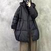 Nueva versión coreana de invierno holgada talla grande engrosada con capucha color liso chaqueta de plumón de pato blanco para mujer mediana y larga chaqueta térmica