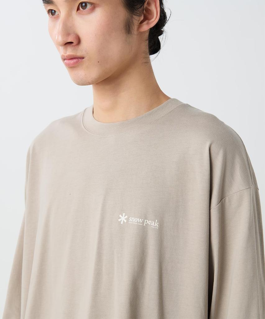 Soft Cotton Relaxed Logo T for Men and GREIGE M [Snow Peak] L/S TS-25AU010 Long-Sleeve T-Shirt Women,