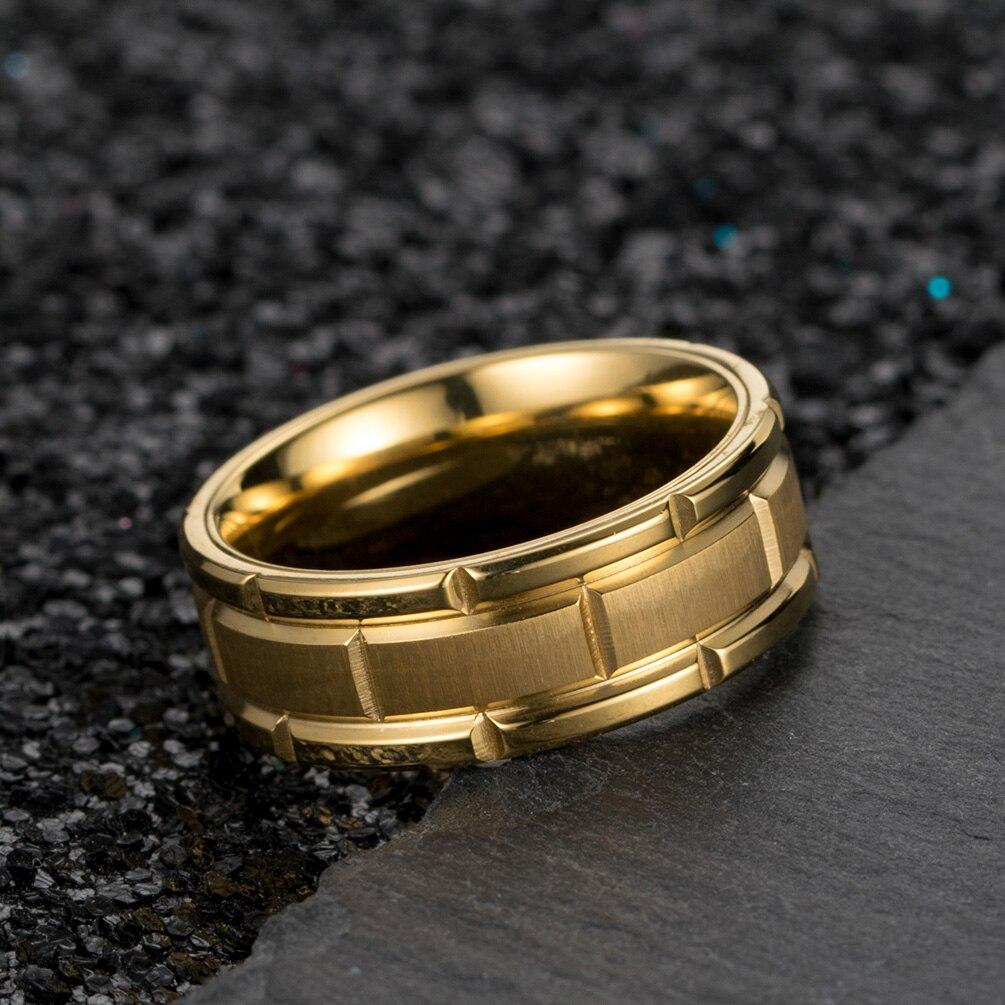 Valentine's Day Jewelry Grooved Engraved Titanium Steel Brushed 3 Layer 8mm Engagement Couple Ring