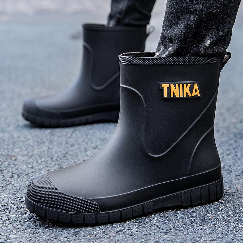

Мужские резиновые сапоги нескользящие средние бархатные теплые резиновые сапоги модные износостойкие резиновые сапоги комплект водонепроницаемые для рыбалки на открытом воздухе водные туфли 39