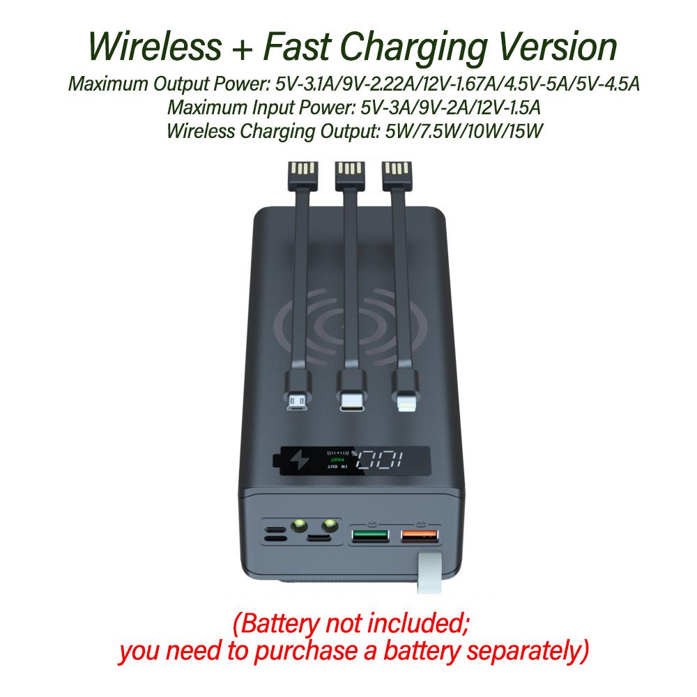 Built‑in 3‑Wire No‑Welding Power Bank Kit DIY Mobile Power Supply Shell Can Holds 16 Pieces 18650 Lithium Batteries No Battery