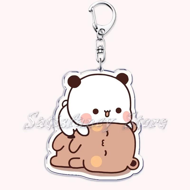 Cute Bubu Dudu Love Keychains Couple Bear Panda Acrylic Keyring for Accessories Bag Pendant Key Chain Jewelry Fans Lovers Gifts