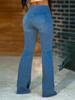 European & American Style High-Waist Flare Denim with Elastic Waist and Hip Lift