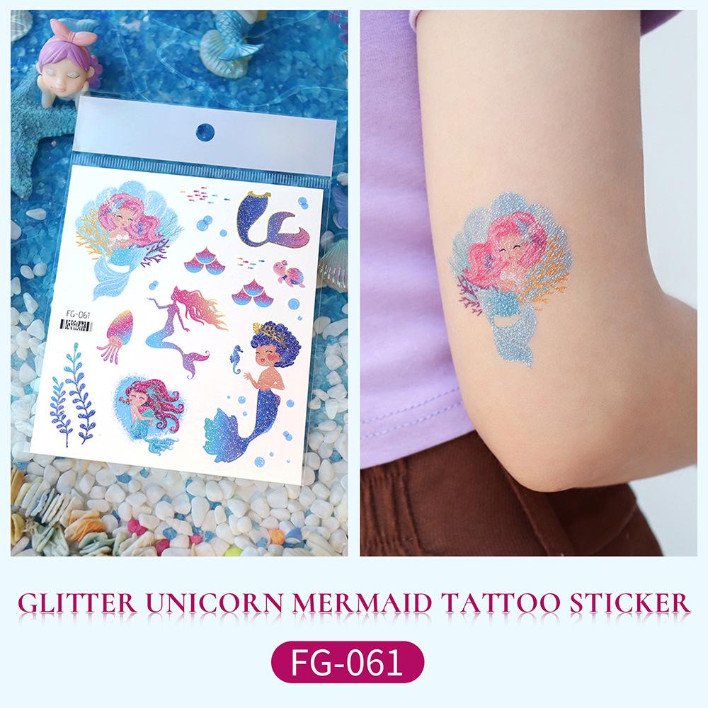 Children's Glitter Mermaid & Unicorn Waterproof Tattoo Stickers