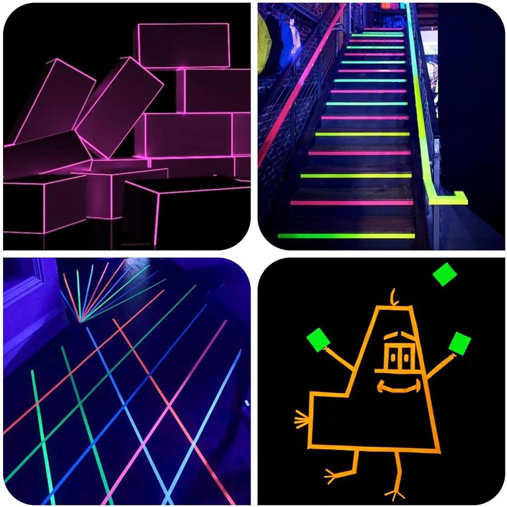 UV Glow Cotton Tapes Neon Gaffer Party Tape Safety Warning Neon Tape UV Tape Stage Props Wedding Decorations Home Decorations