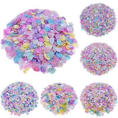 Nail Craft Slime Filler Jewelry Making Wedding Decoration Mixed Colors Glittering Loose Sequins DIY Star Heart Shell Leaves Various Styles  Beads