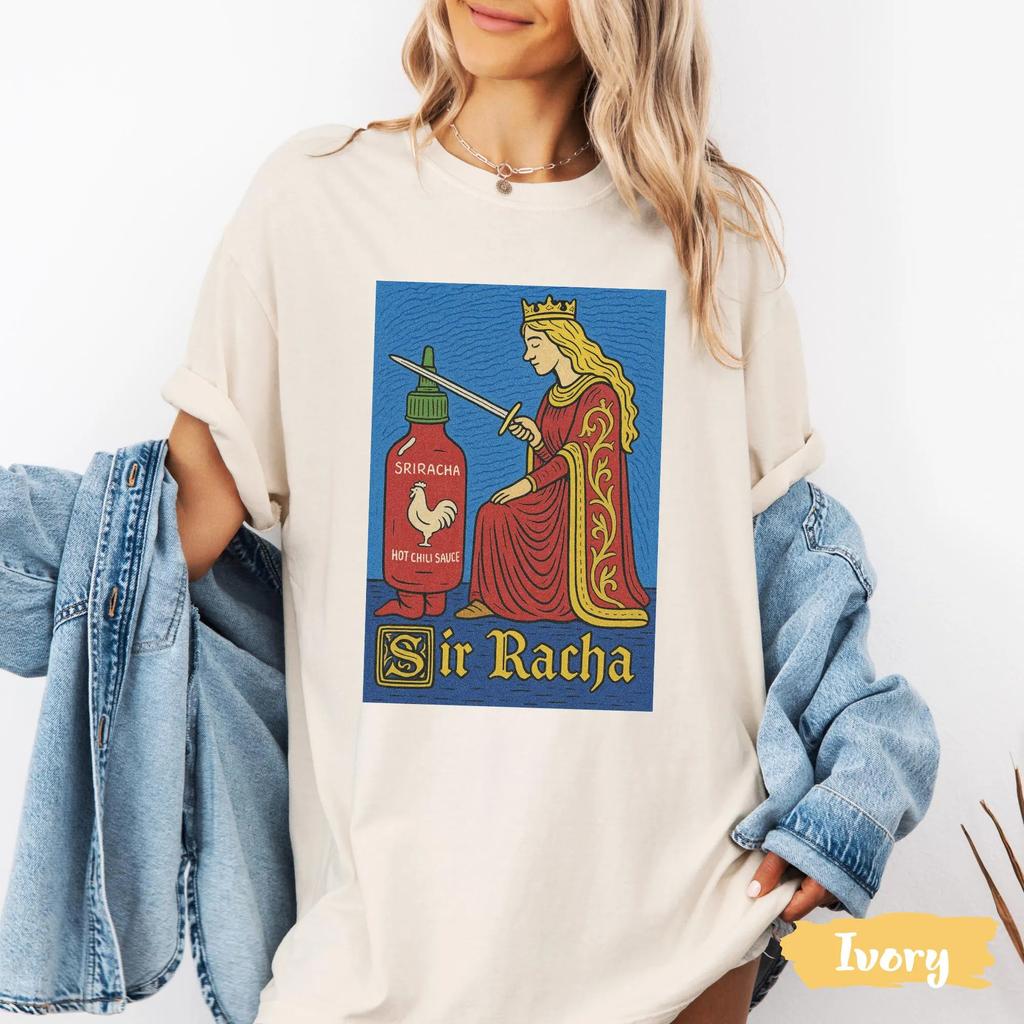 Plus Size Summer Womens Vintage Sir Racha TShirt Cotton Breathable Stylish Versatile Street Style Oversized