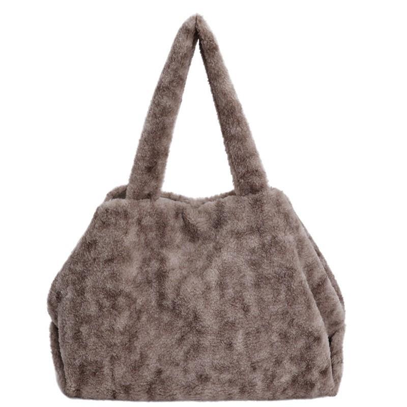 2025 New Style Plush Women's Shoulder Bag Fashionable All-matching Large-capacity Handbag Stock Is Sufficient