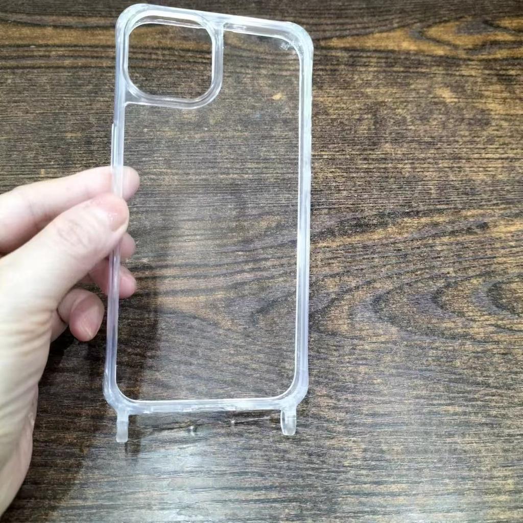 Einfaches transparentes Acryl Integriertes Schlüsselbandmaterial Zwei-in-Eins iPhone 15 Handy Sturzsichere 14/13 Vollabdeckung Hülle