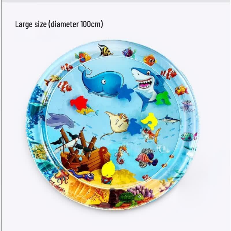 AKIRO 100cm Round Inflatable Baby Tummy Time Water Mat